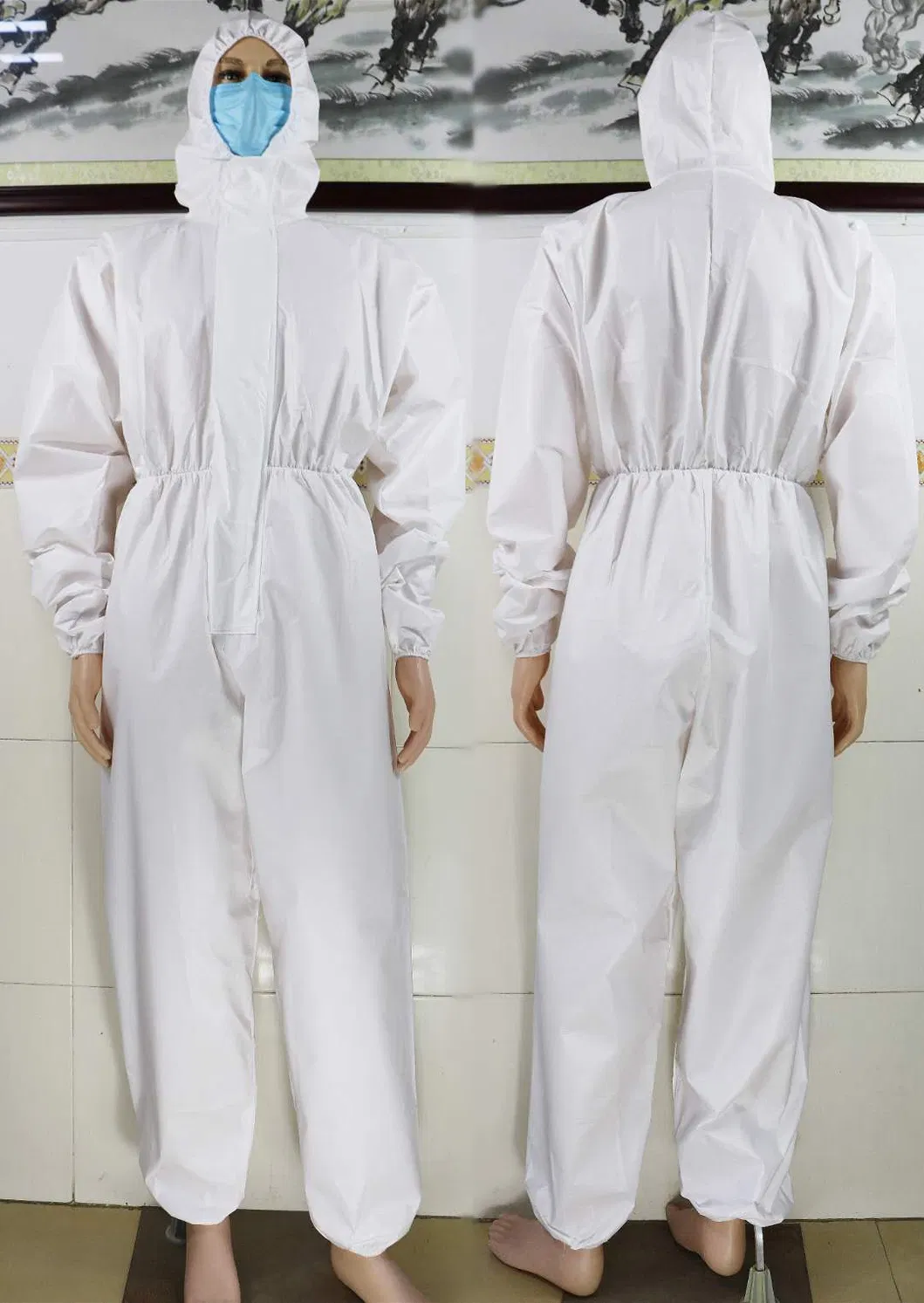 White Disposable White Coverall Safety Uniform Isolation Gown Suit Full Body Protective Clothes Work Wear