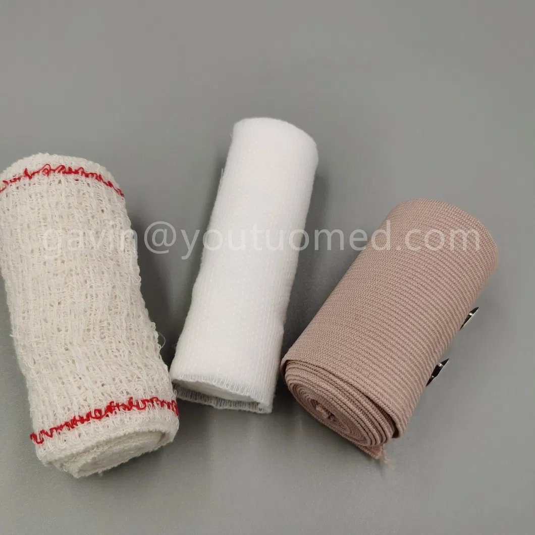 White Medical Disposable Cotton Interwoven Elastic Bandage Hemostatic Bandage PBT Wrinkle Elastic Bandage 10cm*4.5m 95g