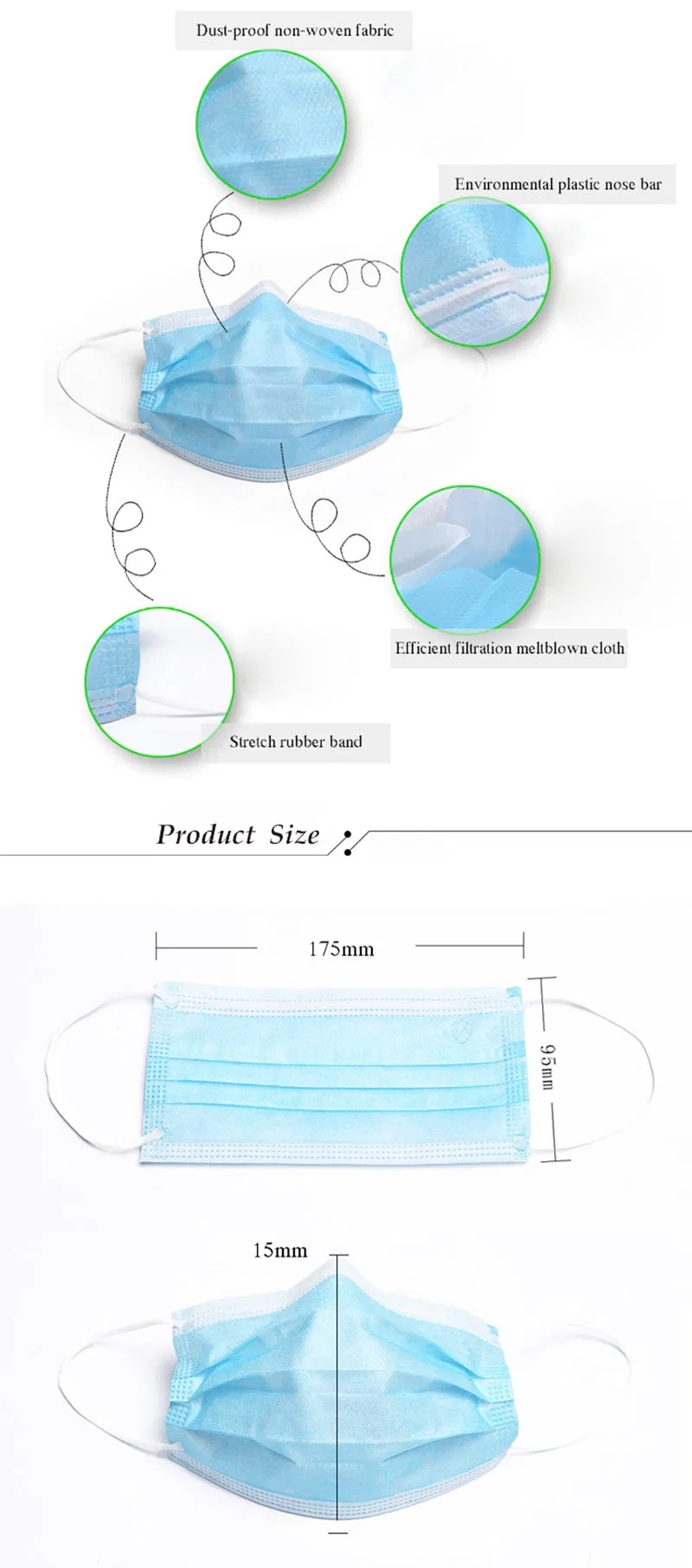 Wholesale Anti Virus Flu 3 Ply Non Woven Disposable Protective Earloop Face Mask Masks