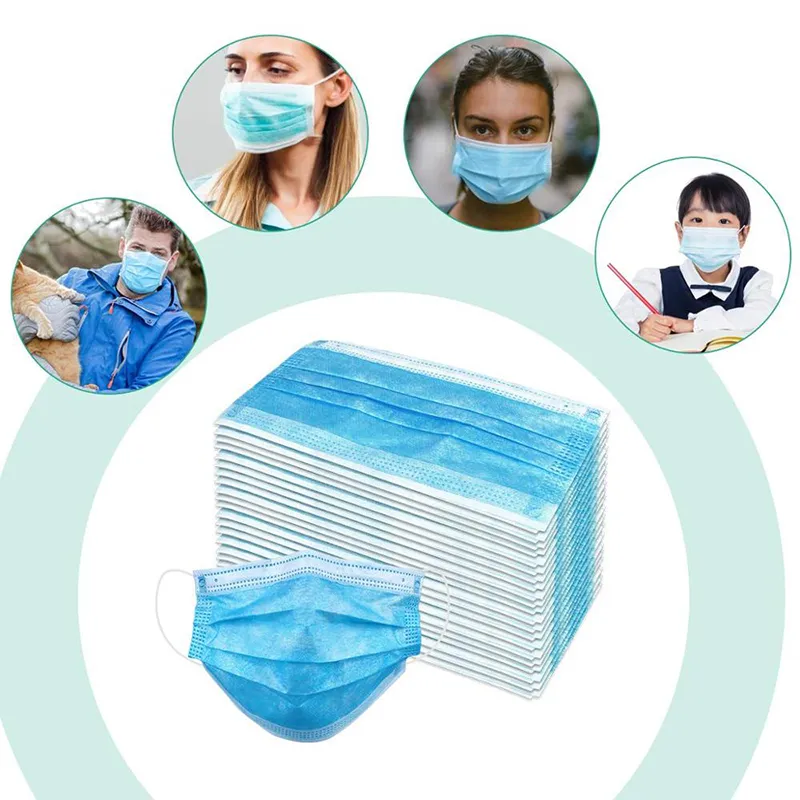 Wholesale Anti Virus Flu 3 Ply Non Woven Disposable Protective Earloop Face Mask Masks