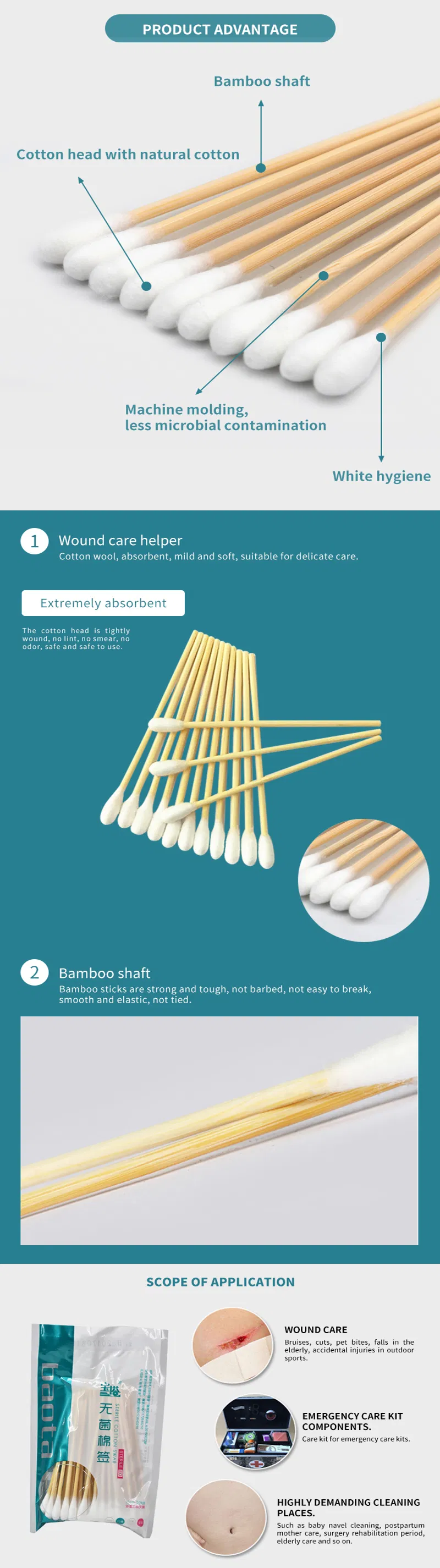 Wholesale Disposal Long Handle Sterile Medical Bud