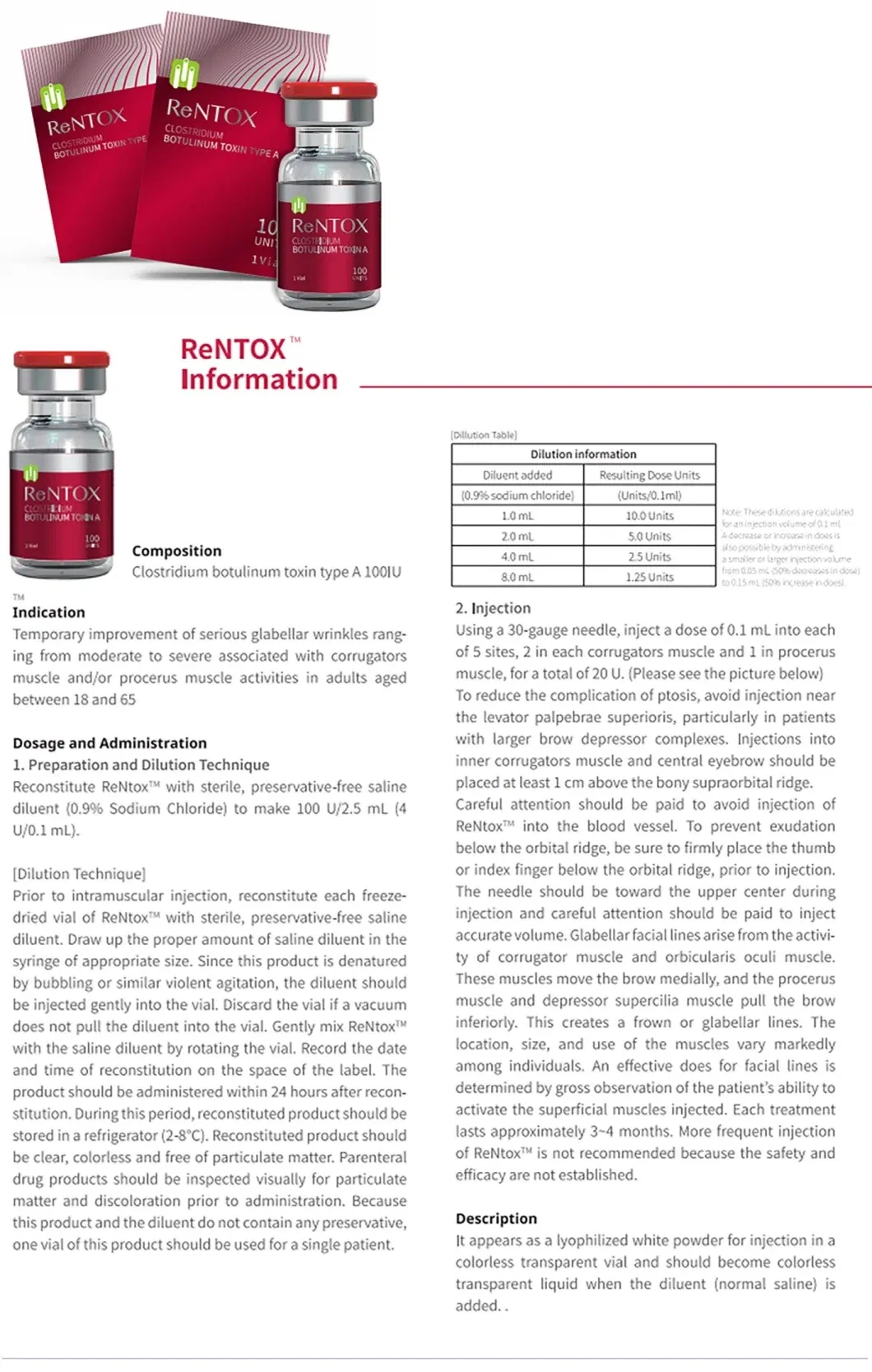 Wholesale Hyaluronic Acid and Innotox Liquid Botax Injection Rentox Hutox Bo Tulax Meditoxin Nabota Btx Wrinkle Removal 50ui 100uid Dermal Filler