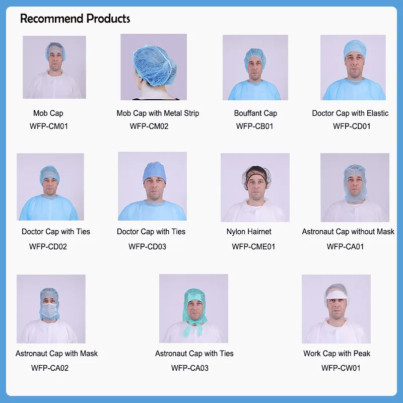 Wholesale Protective Disposable Non-Woven Hood Astronaut Cap Without Face Mask